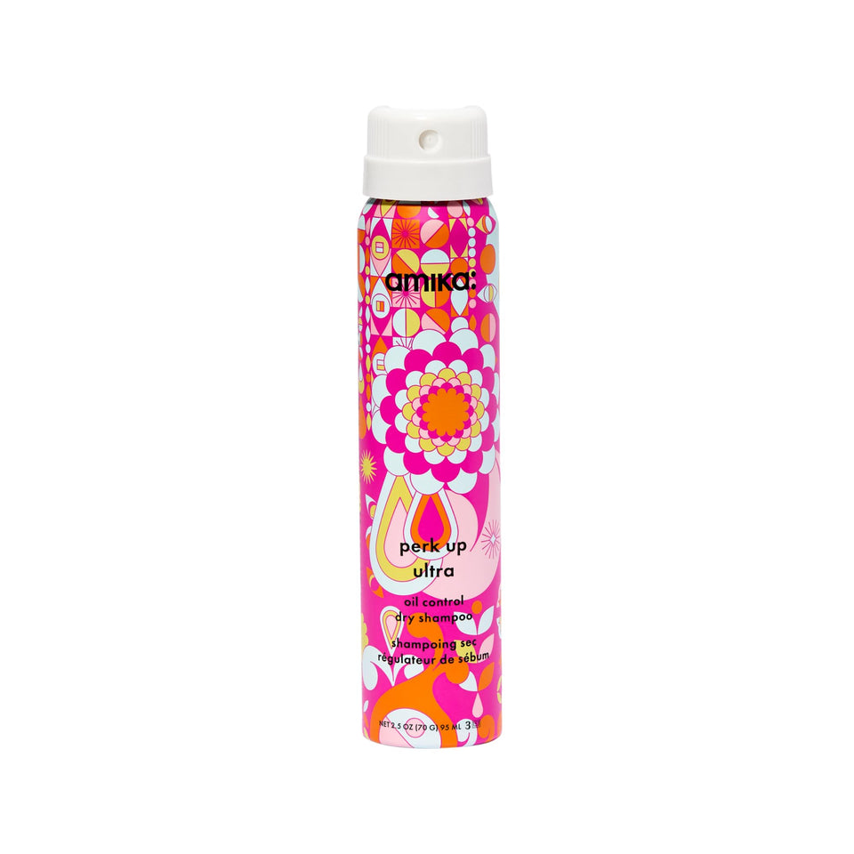 Amika product front packaging showing Perk Up Ultra for fast oil control