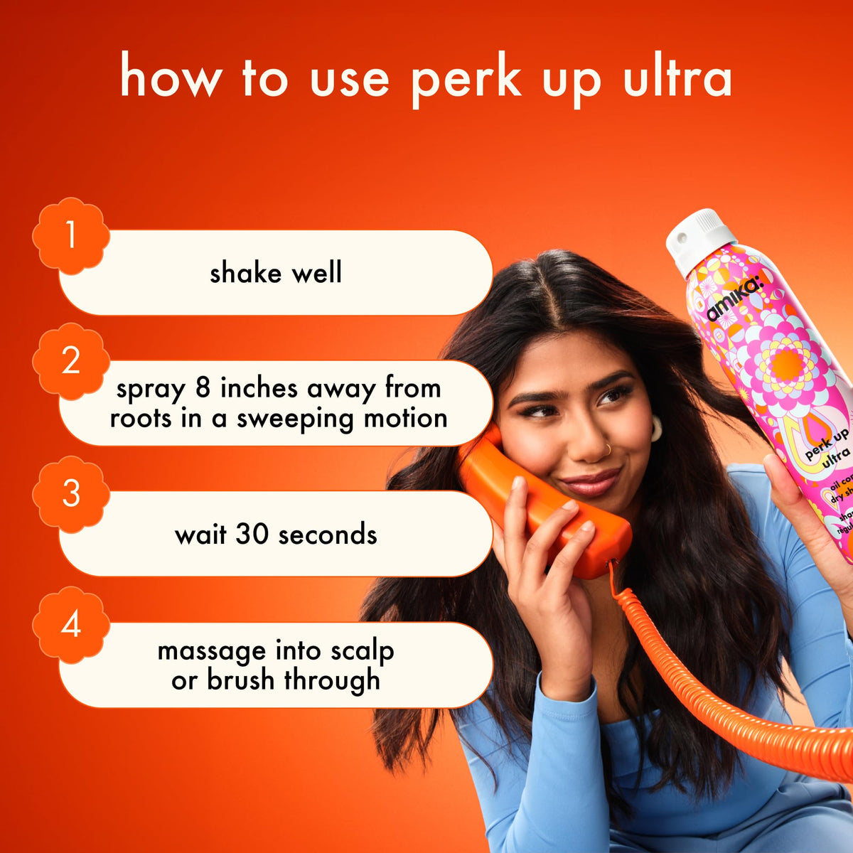 amika perk up ultra on bathroom shelf lifestyle scene for everyday use