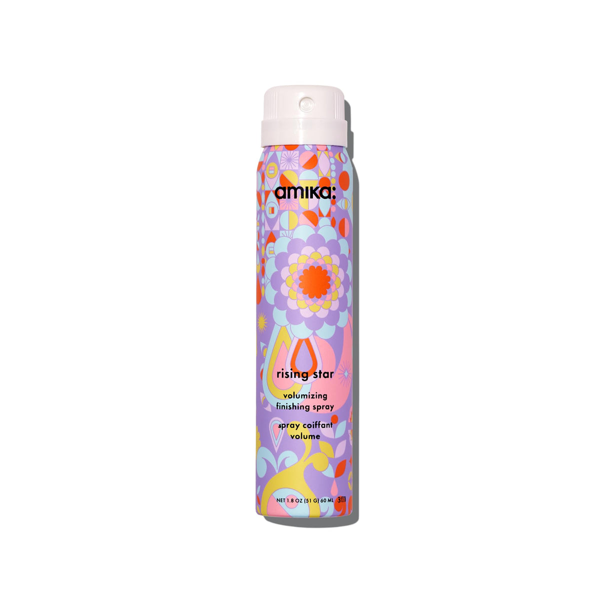 amika rising star front packaging showing 1.8 oz can and label for instant lift