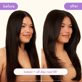 Amika root lift demo on model showing instant lift benefit