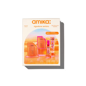 Amika front packaging of the trial set showing complete travel kit benefits