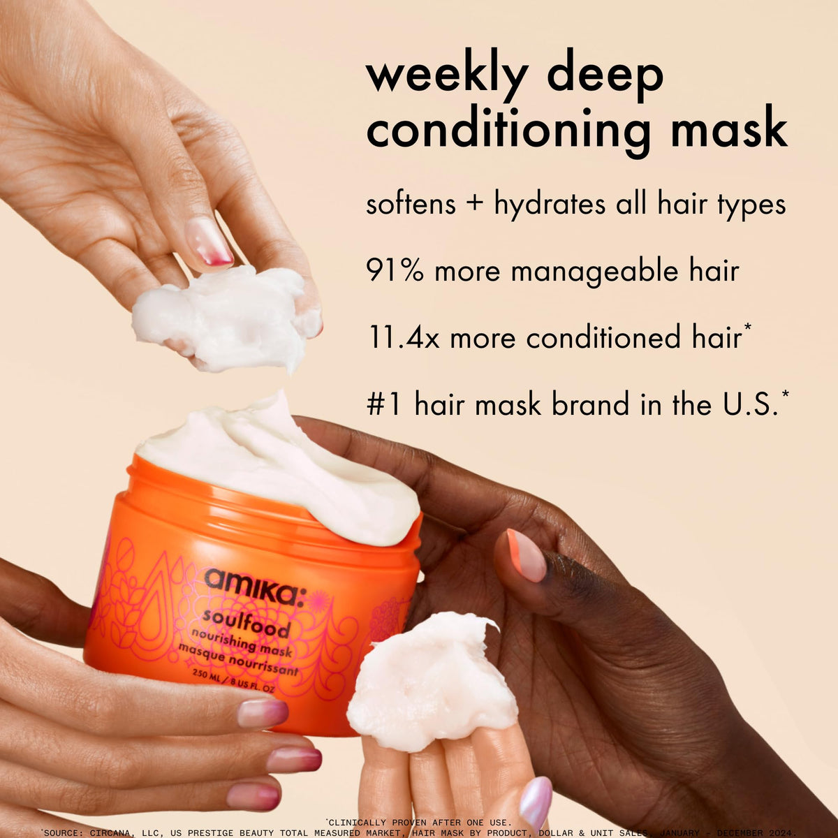 Amika creamy texture in jar highlighting rich hydration and spreadability