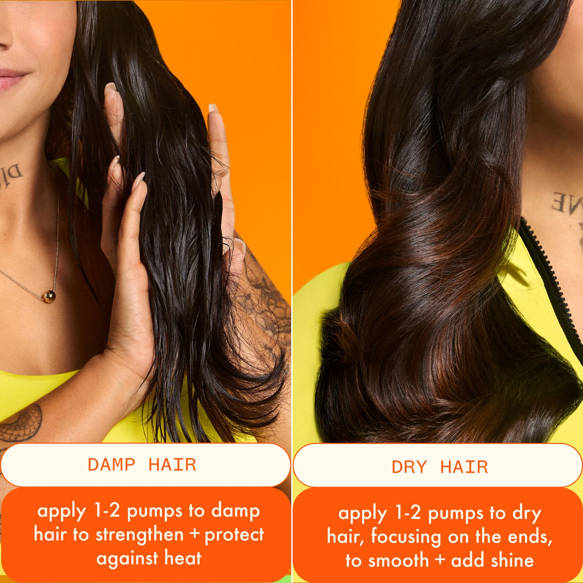 Amika styling oil smoothed onto dry ends reducing frizz and boosting shine