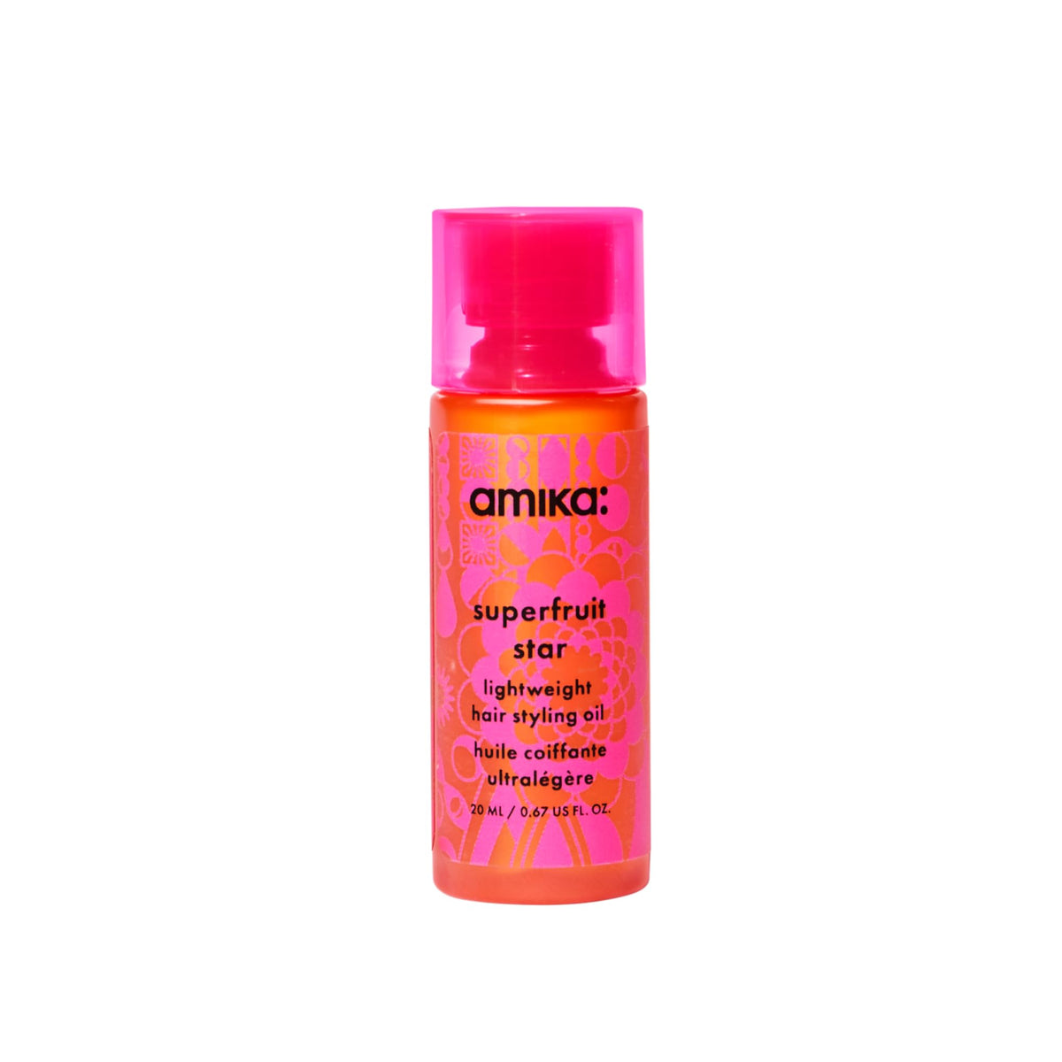 amika bottle front packaging showing 20ml travel-friendly benefits