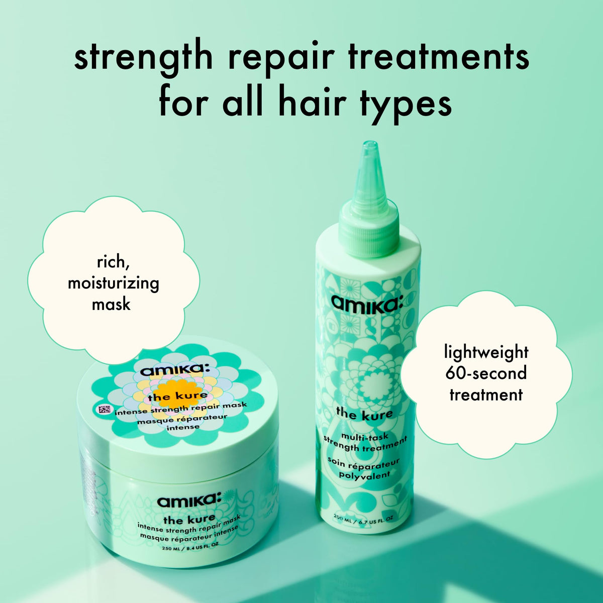 amika the kure label closeup ingredients showing bond-supporting technology benefit