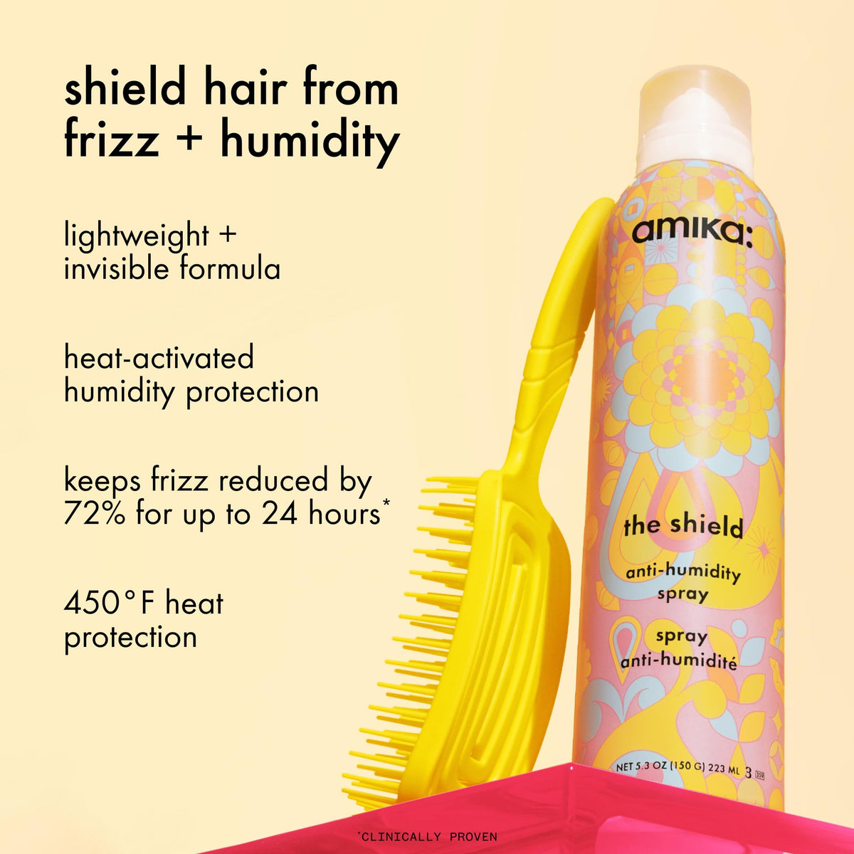 amika the shield fine mist spritz being applied delivering even heat protection
