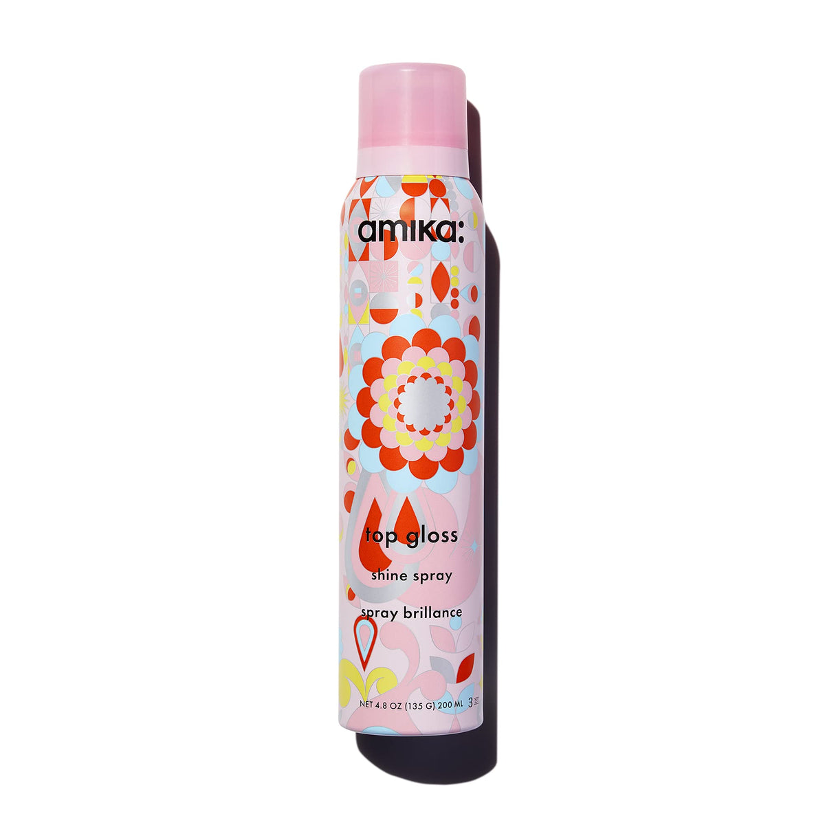 Amika top gloss front packaging showing bottle and label for salon shine