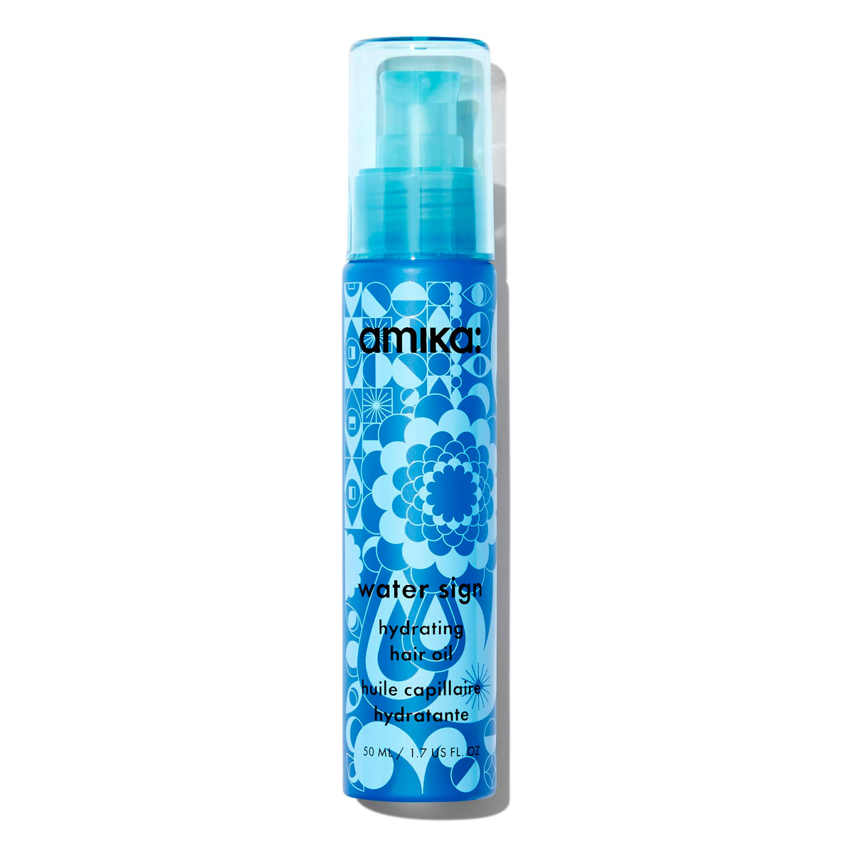 amika bottle front packaging showing brand and lightweight benefits