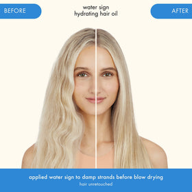 amika lifestyle model with curly hair showing hydrated, defined results