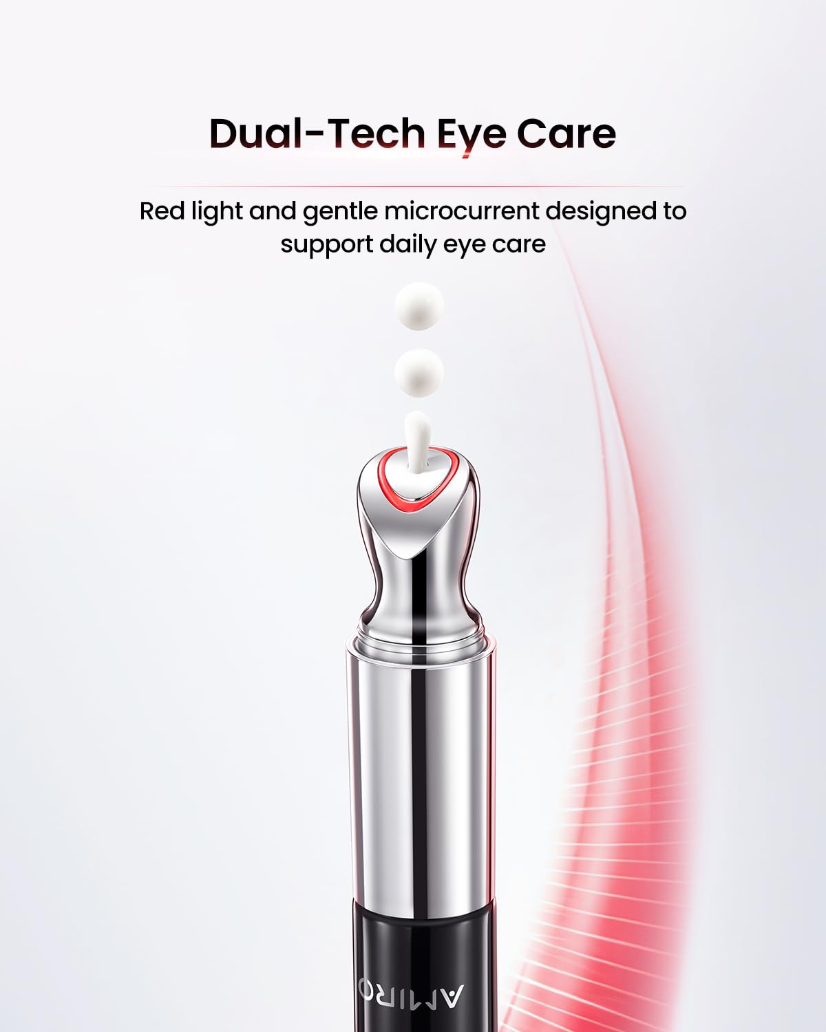 AMIRO applicator close-up of silver handle and rings, benefits safe contact activation
