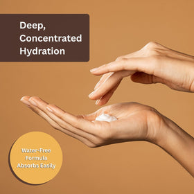Amish Farms cream being spread on hand demonstrating smooth absorption and hydration