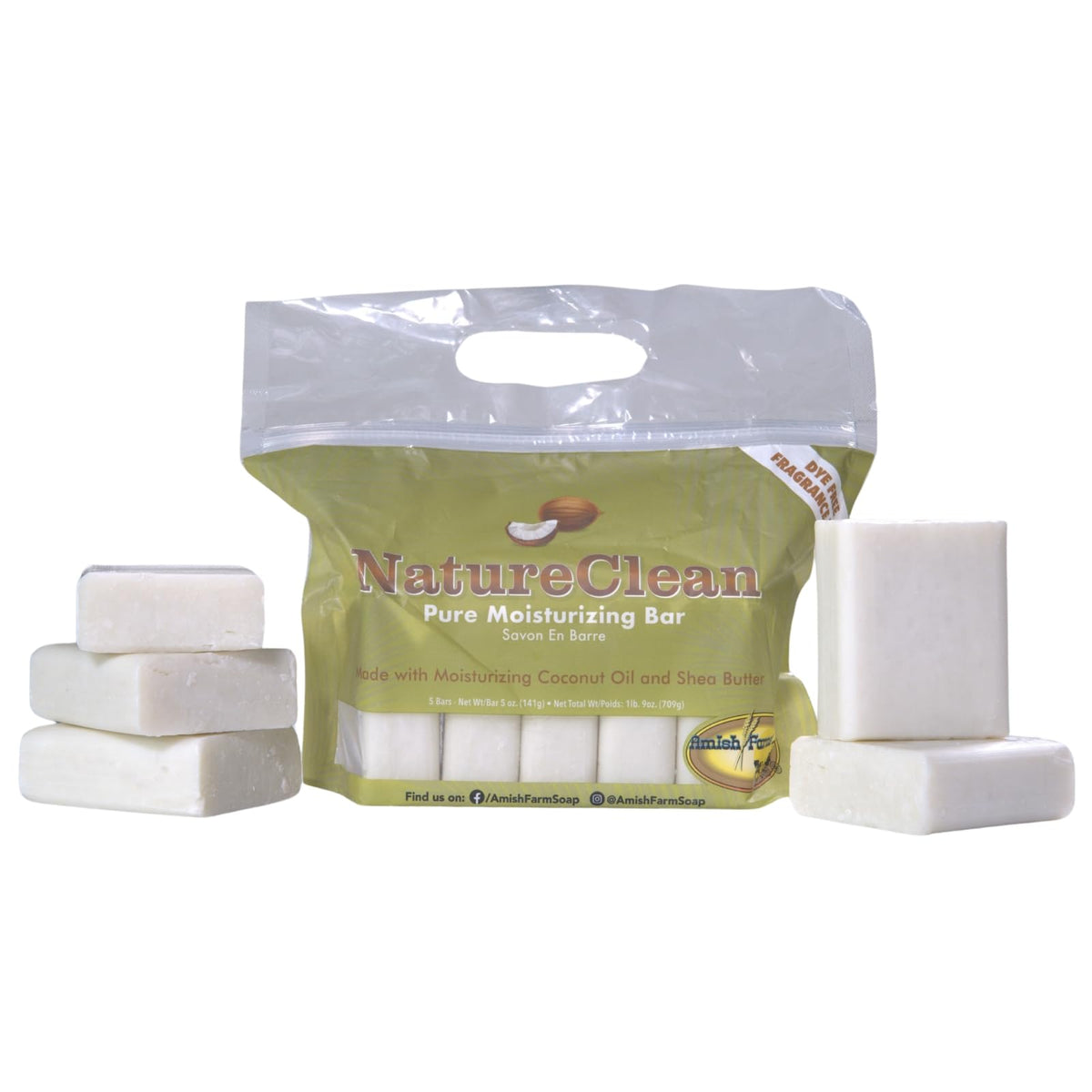 Amish Farms front packaging showcasing fragrance-free bar benefits