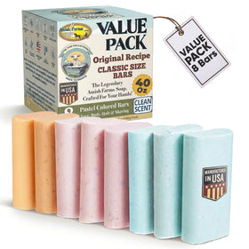 Amish Farms front packaging showing eight bars and value pack convenience