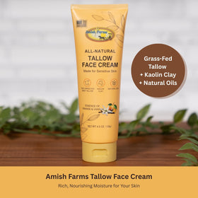 Amish Farms jar open with visible creamy texture highlighting kaolin clay benefit