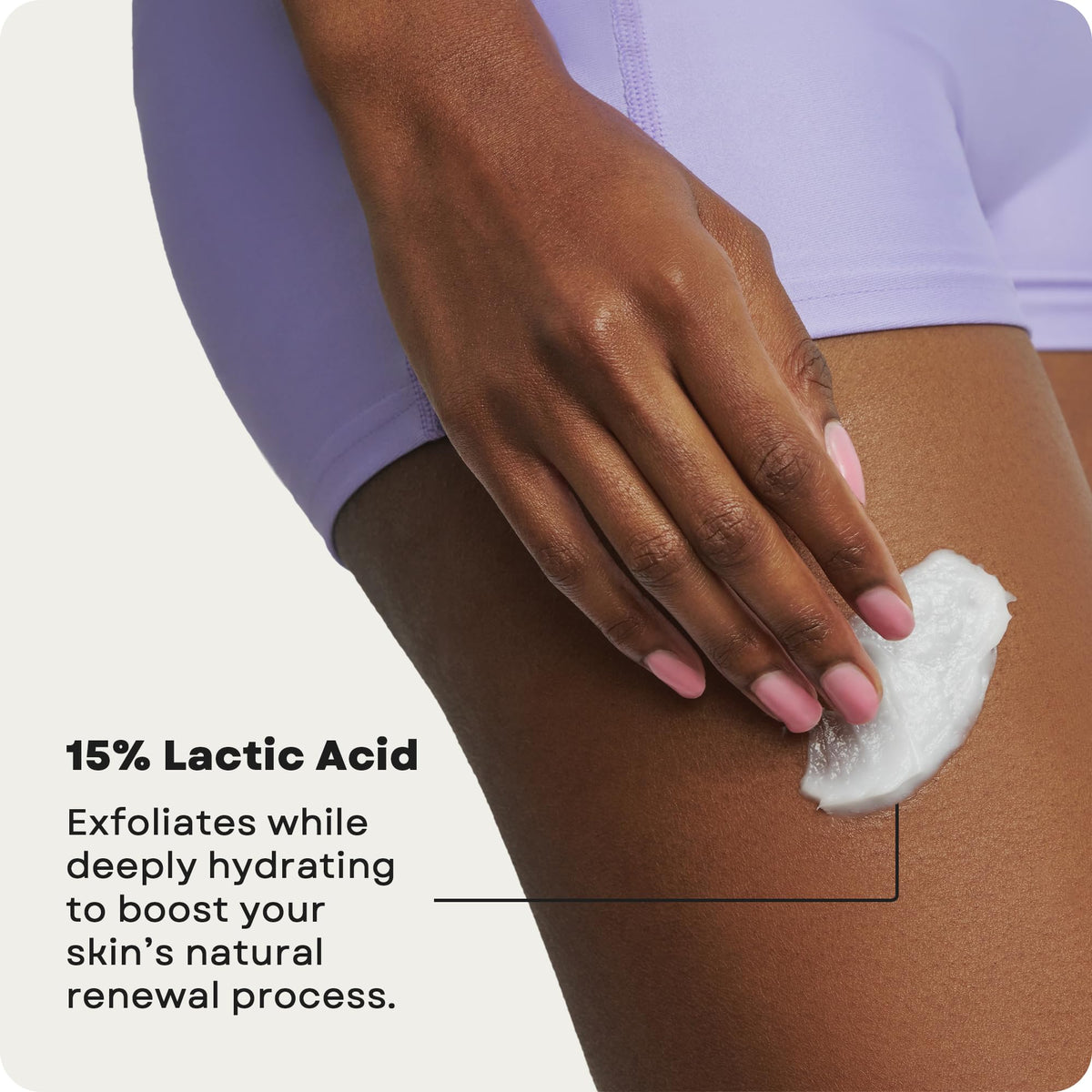 AmLactin being applied to arm illustrating smoothing benefit for bumps