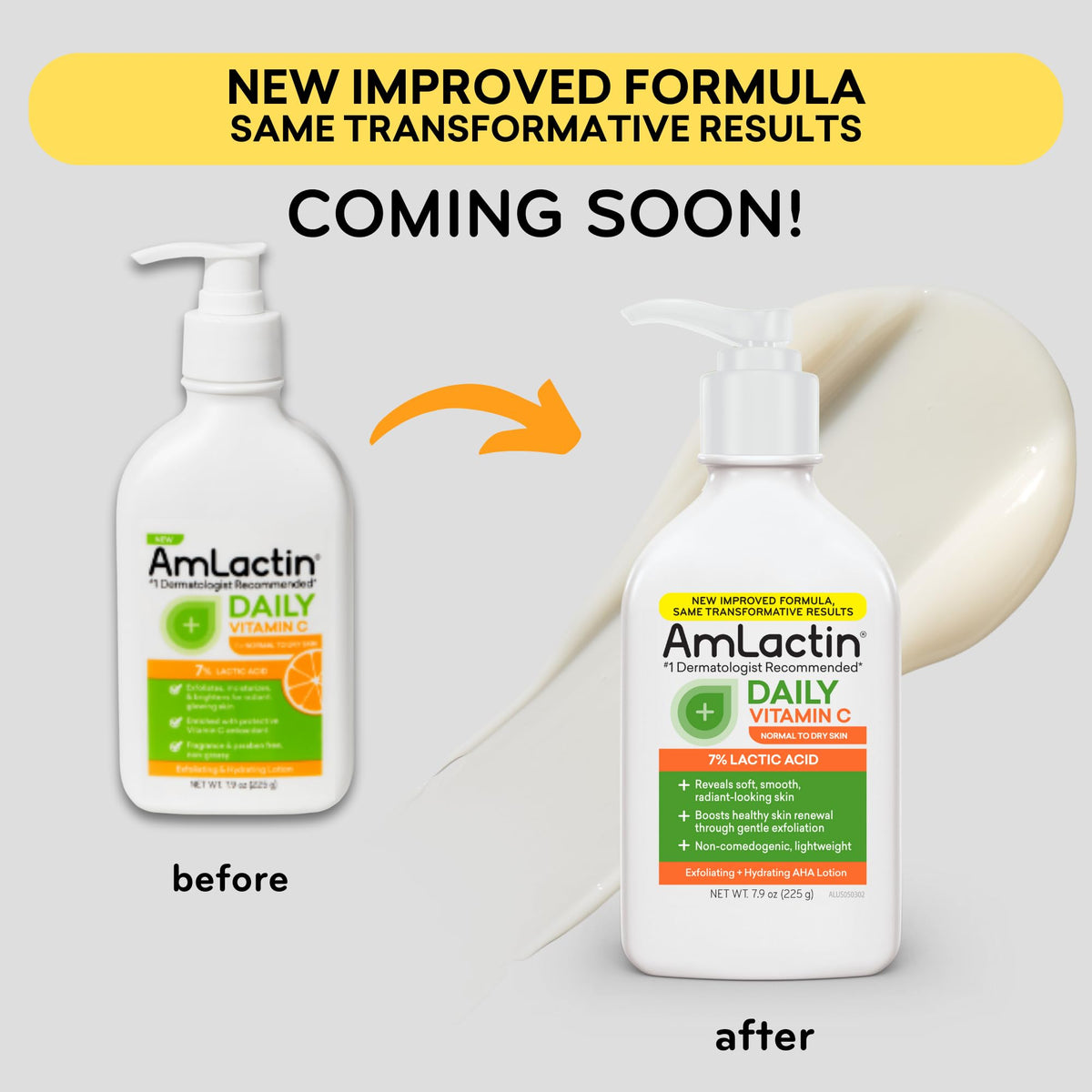AmLactin before and after texture comparison showing smoother skin