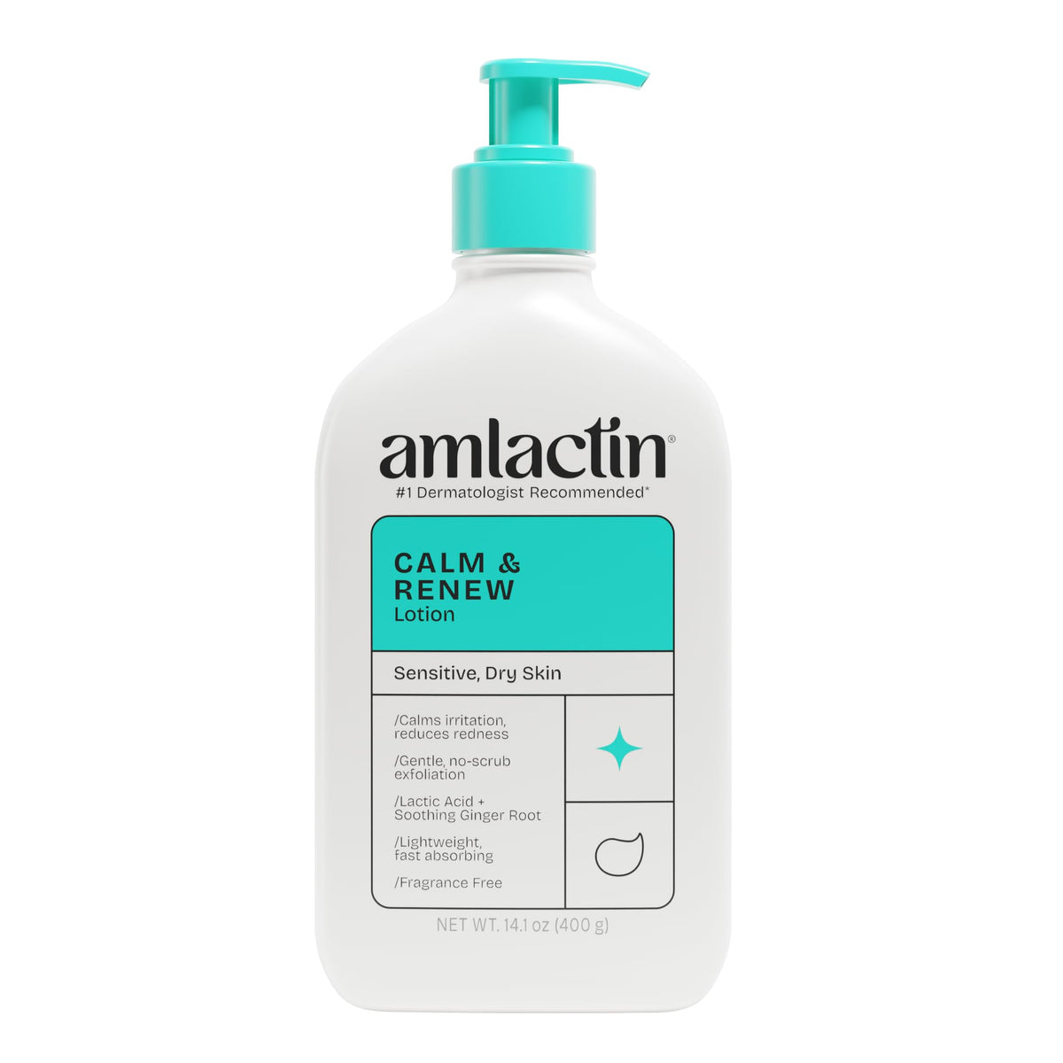 AmLactin bottle front view showing calming moisturizer benefits