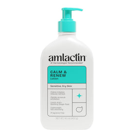 AmLactin bottle front view showing calming moisturizer benefits