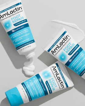 Before and after feet comparison after AmLactin to show softer skin