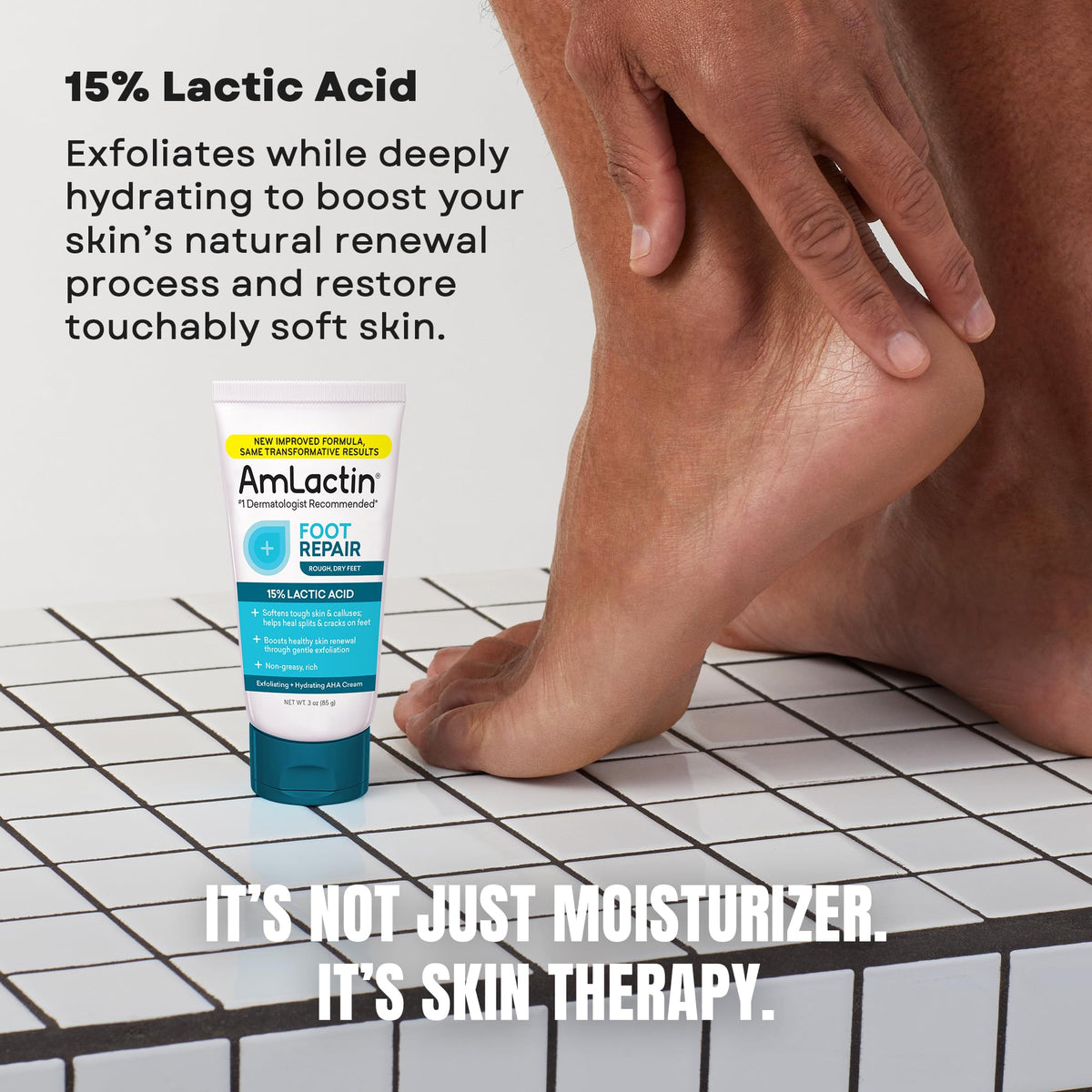 AmLactin being applied to a heel to soften calluses and hydrate skin