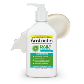 AmLactin front bottle showing label and benefits for hydrated skin