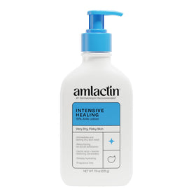 AmLactin front pump bottle showing packaging and easy dispensing benefit