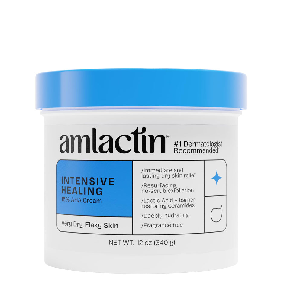 AmLactin front tub showing product and calming benefit