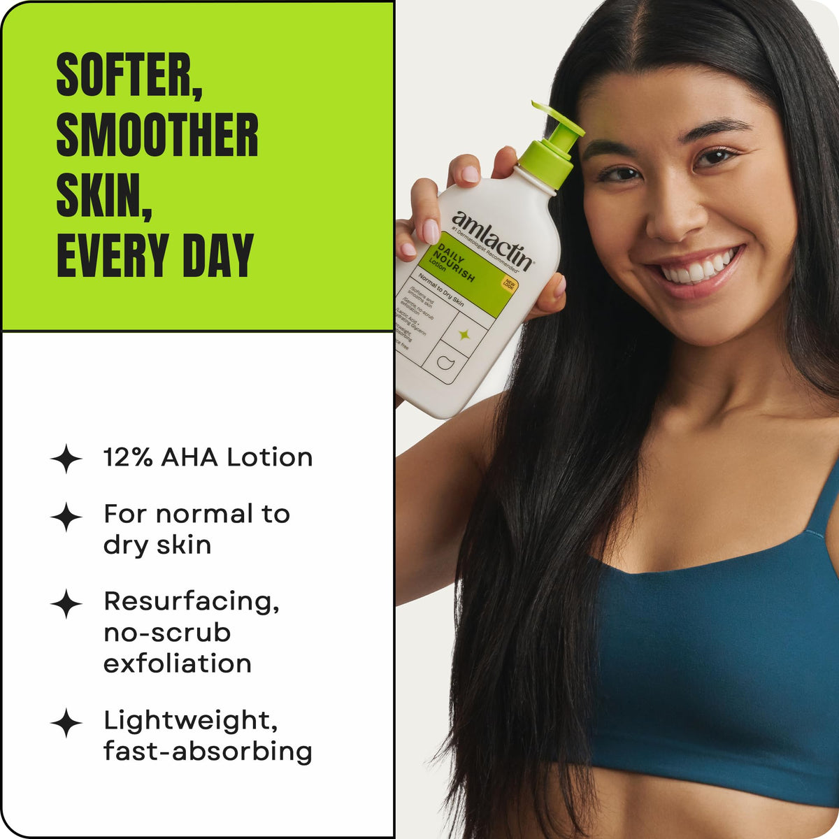 AmLactin close-up of lotion texture showing smooth spreadability benefit