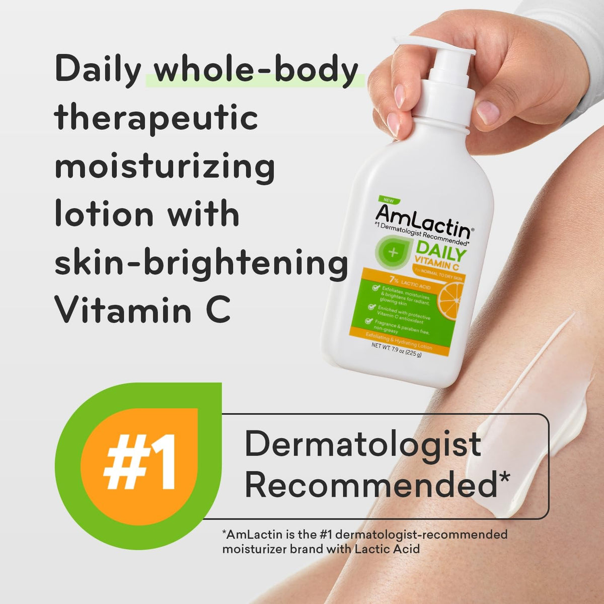 AmLactin lotion pump dispensing creamy texture for fast absorption