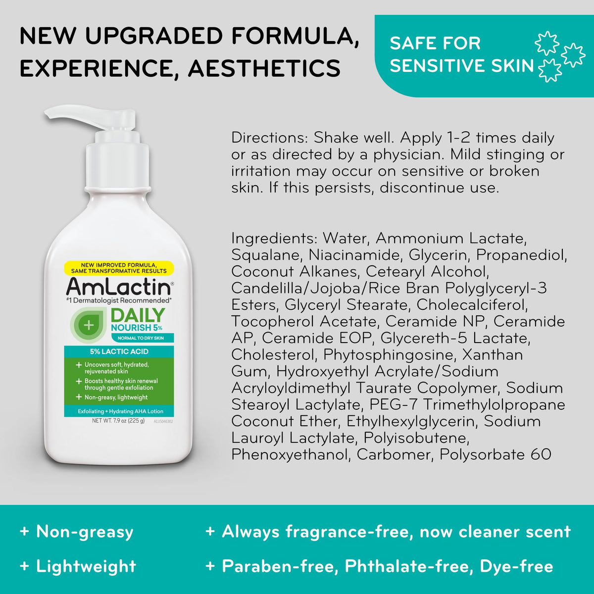 AmLactin 7.9 oz bottle next to common items to show size