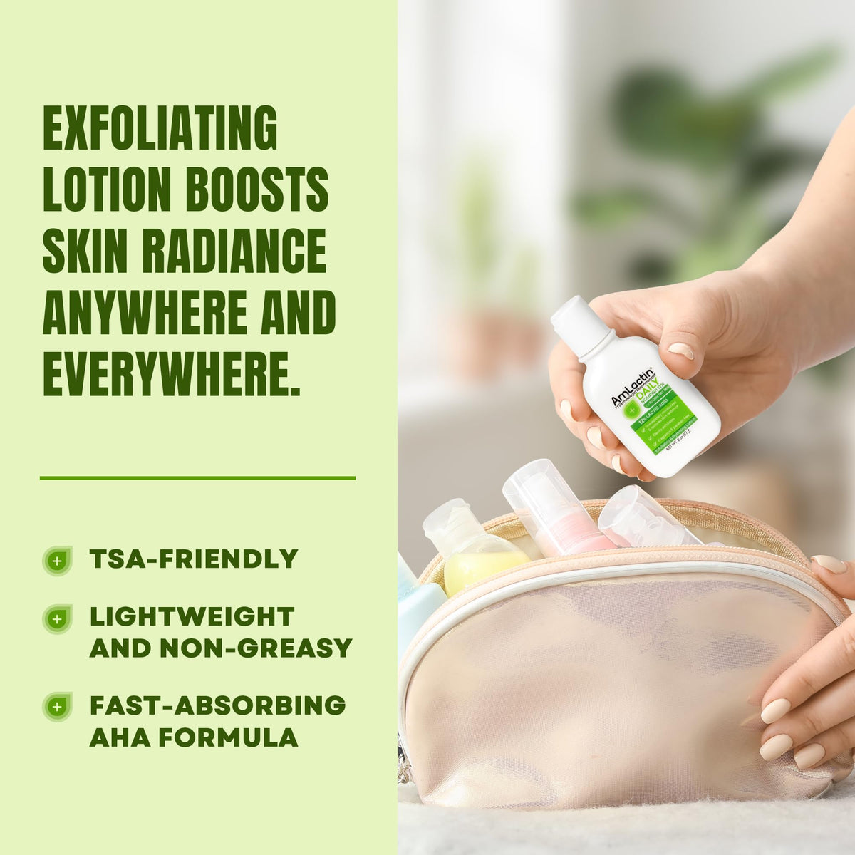 AmLactin lotion texture close-up highlighting lightweight absorption benefit