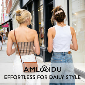 Amlaidu clip placed against car headrest showing comfort while driving benefit: no pressure points