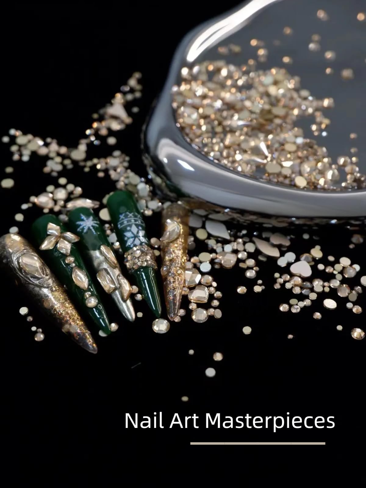 AMLAVIFISH tweezers placing a rhinestone for precise, clean application