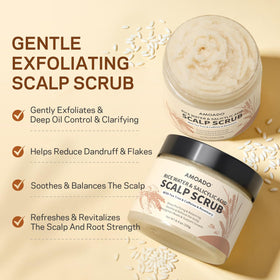 AMOADO pouring scalp scrub into hand to demonstrate consistency and ease