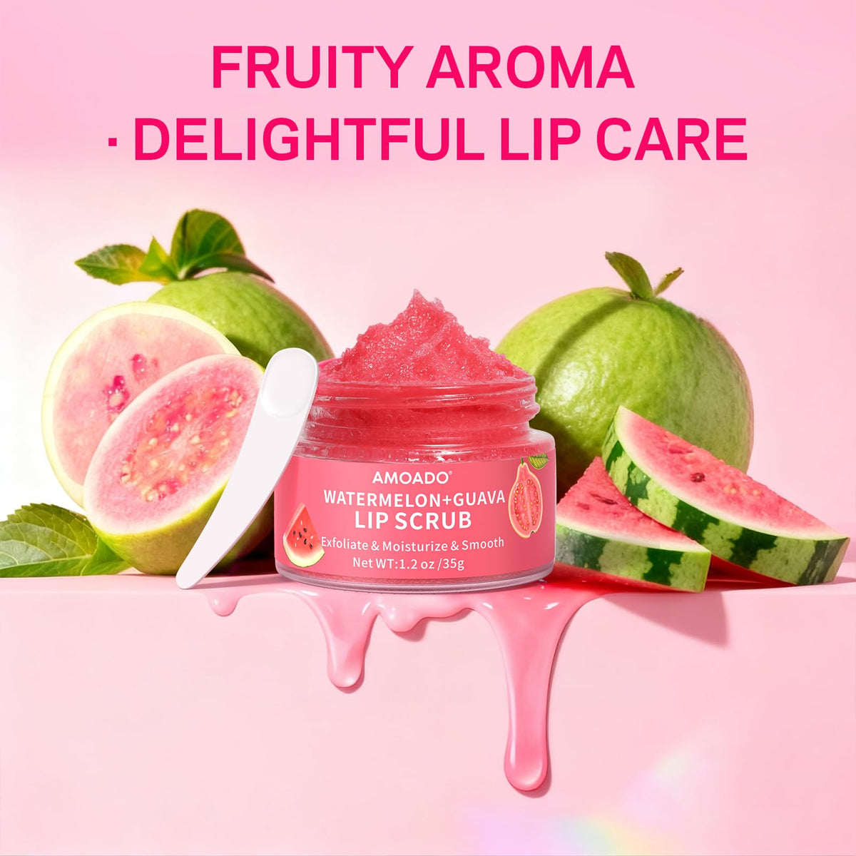 AMOADO tucked in a travel pouch showing portability for on-the-go lip care benefit