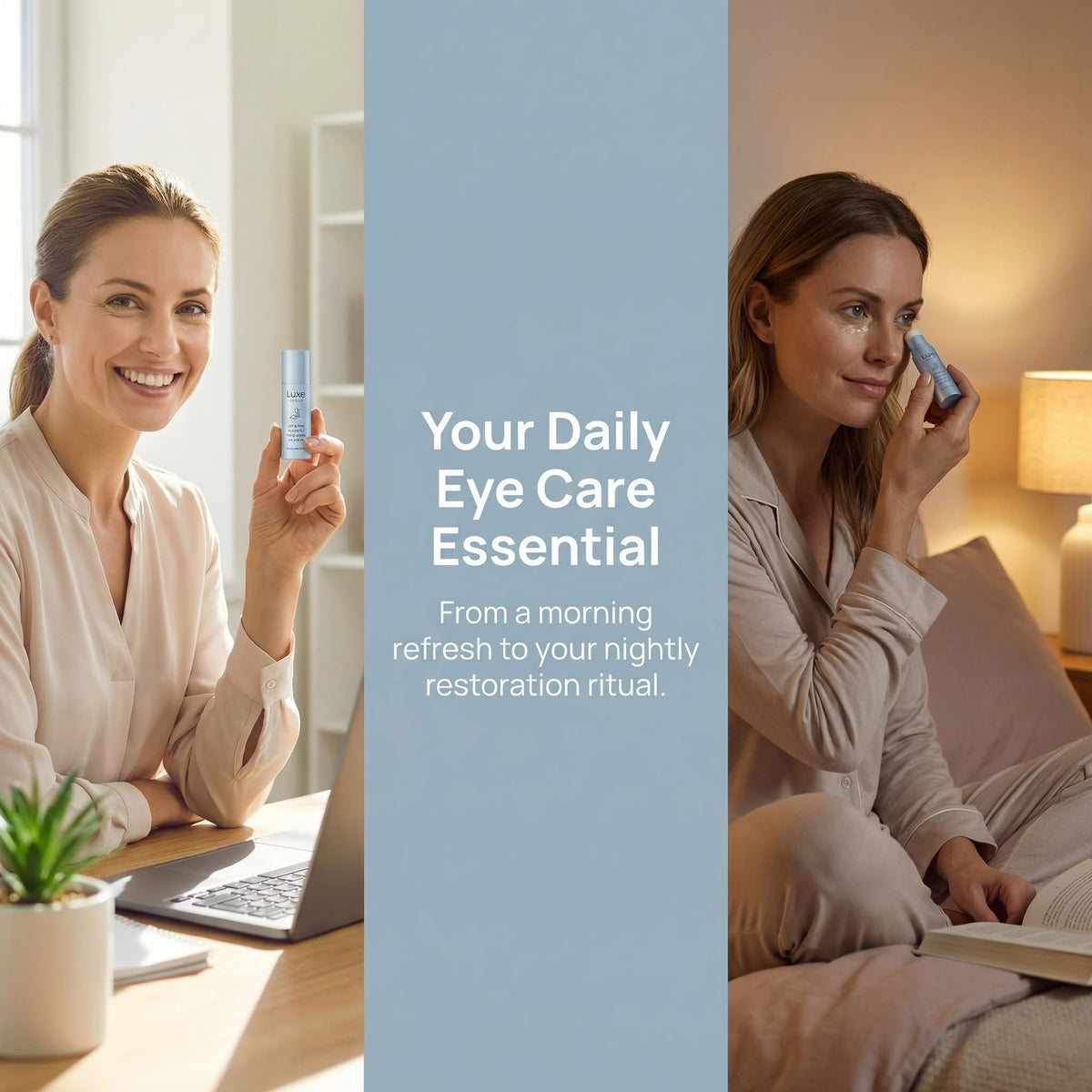 AMOQUCT on bathroom counter lifestyle scene for morning routine