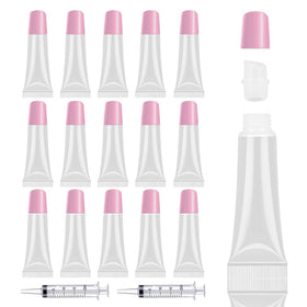 AMORIX front view of 50 lip gloss tubes kit showing complete package and tools