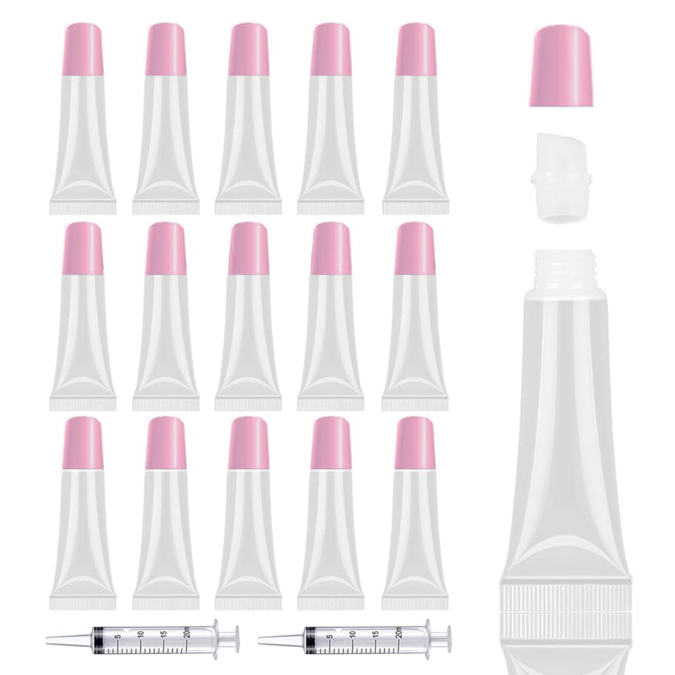 AMORIX front view of 50 lip gloss tubes kit showing complete package and tools