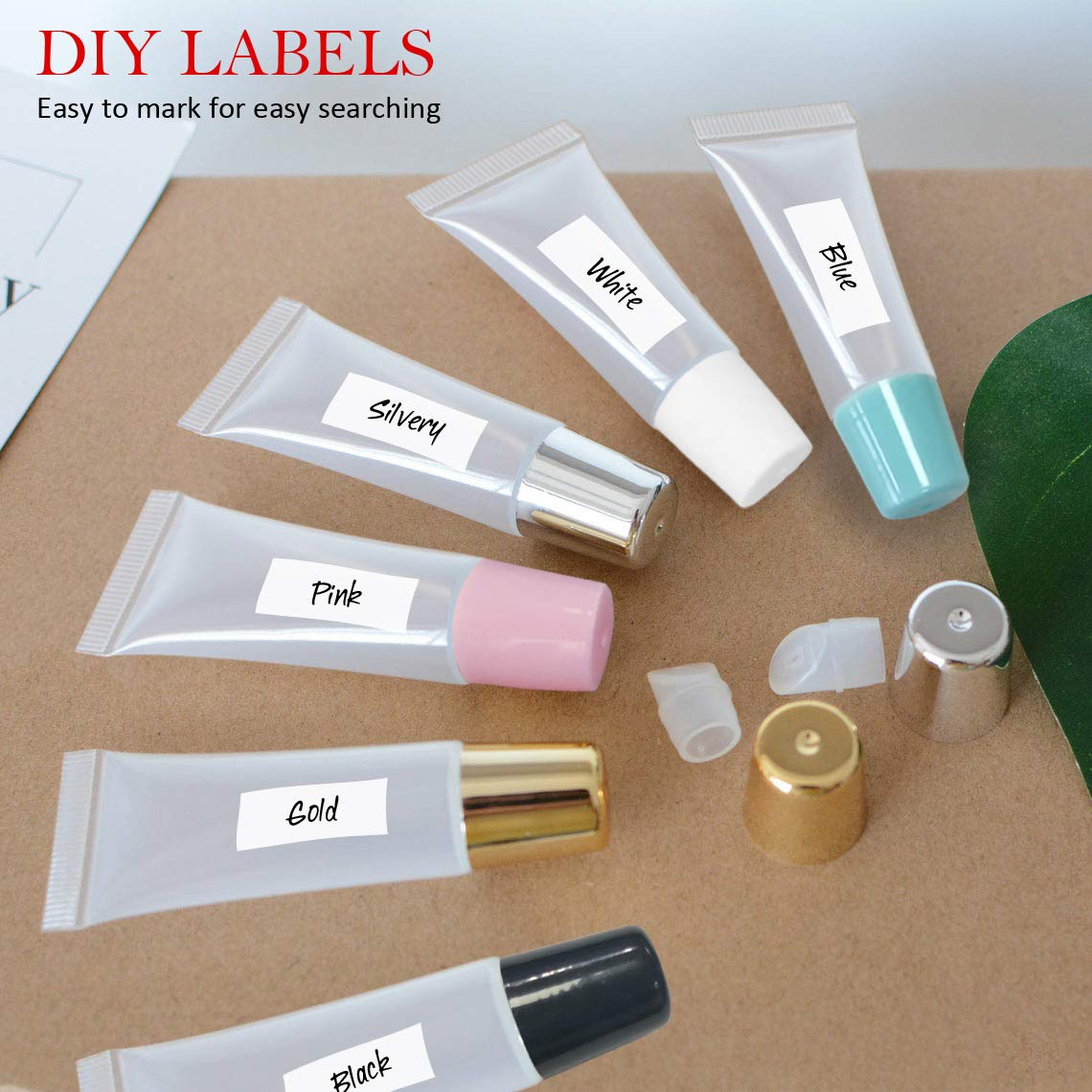 AMORIX assortment of tubes filled with varied shade samples for display