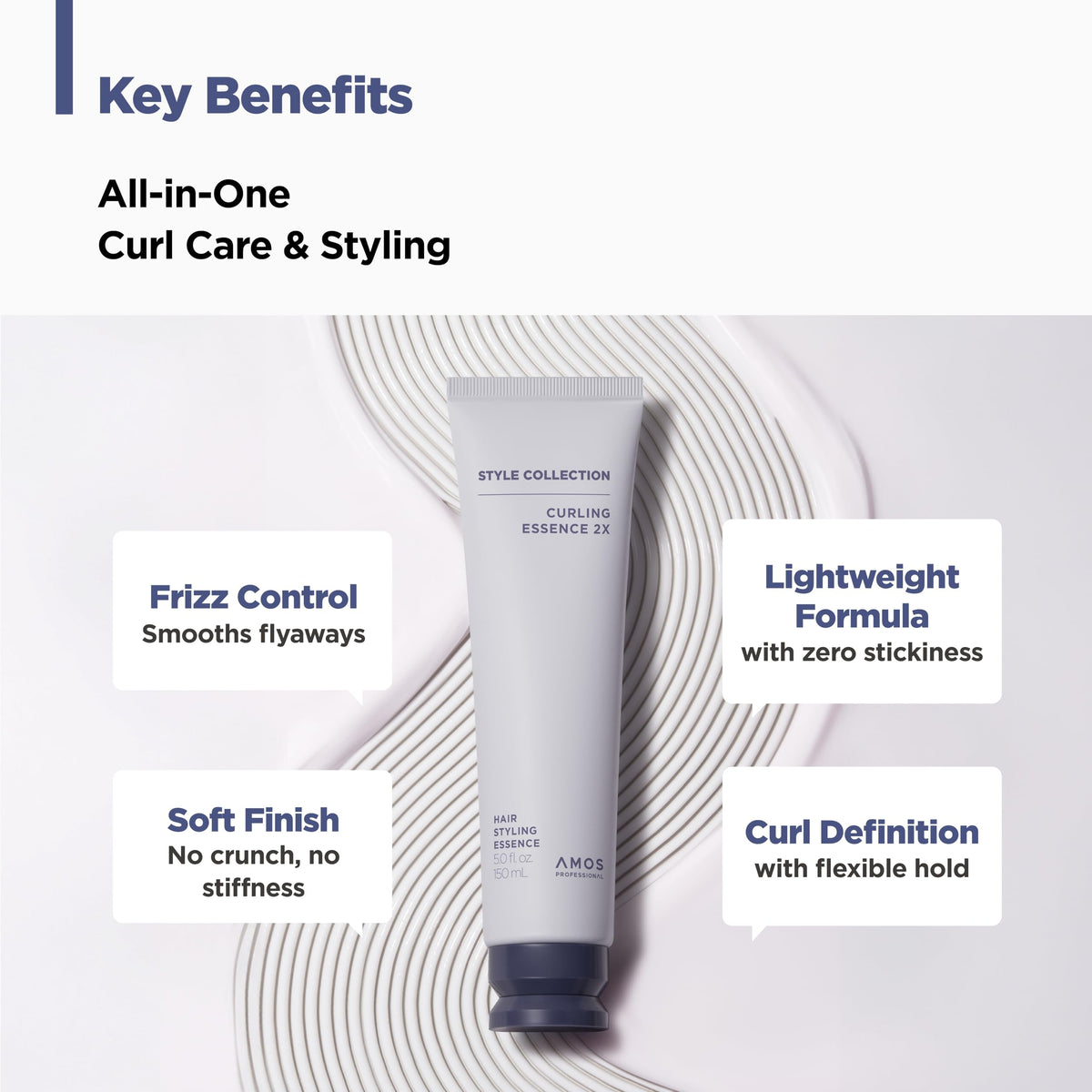 AMOS PROFESSIONAL application on damp hair scrunching to create enhanced curl shape and bounce