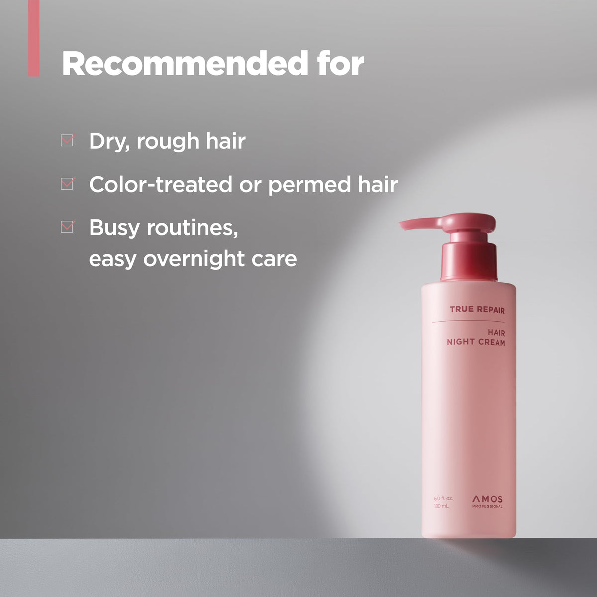 AMOS PROFESSIONAL label close-up showing usage directions and benefits
