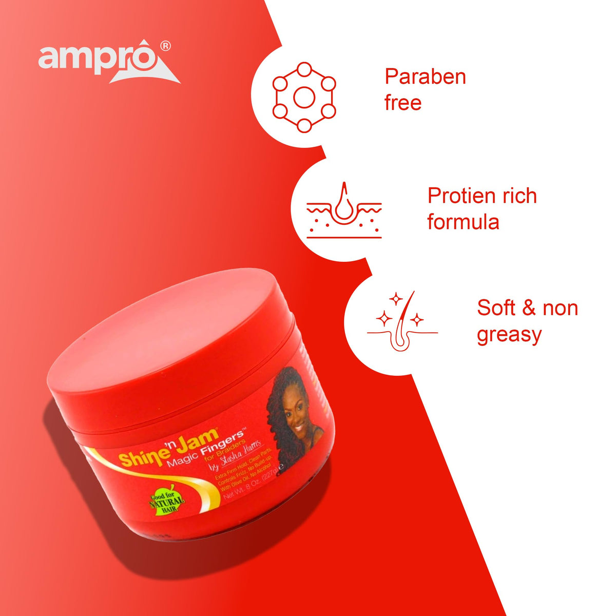AmPro jar on bathroom counter in styling scene highlighting everyday use