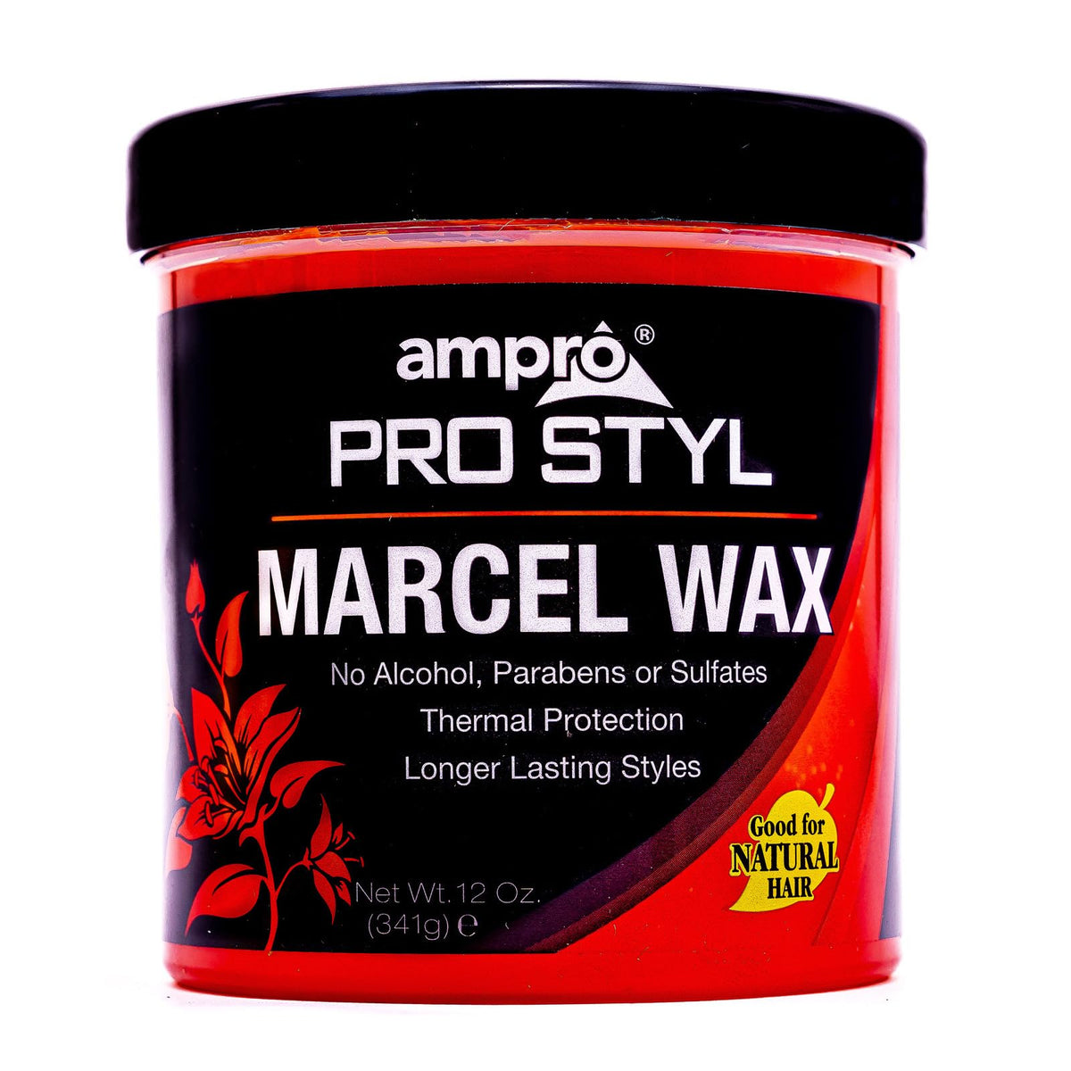AmPro Marcel Wax front jar showing product branding and size benefit