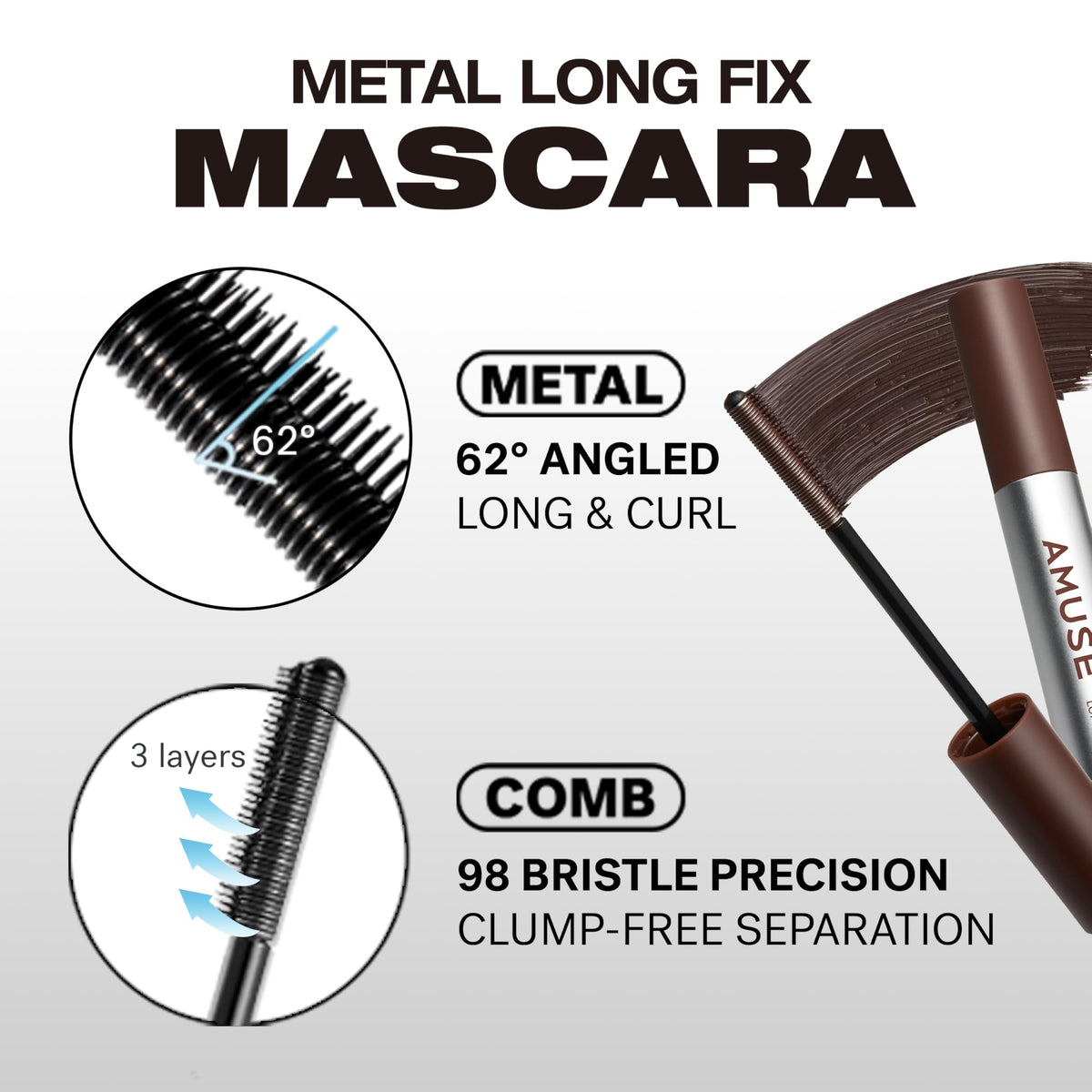 amuse detailed angled metal edge with micro‑grooves lifting lashes from root