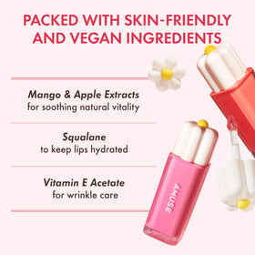 Amuse Milky Rose tube beside coin showing product size and pocket-ready portability