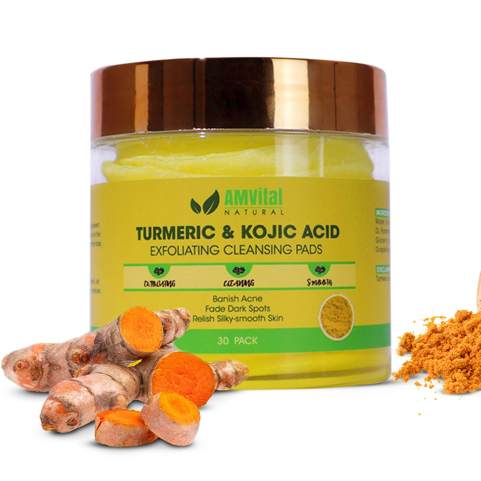 AMVital front packaging showing turmeric kojic acid pads for convenient cleansing