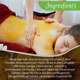 AMVital applying scrub on hand to soften skin and remove roughness
