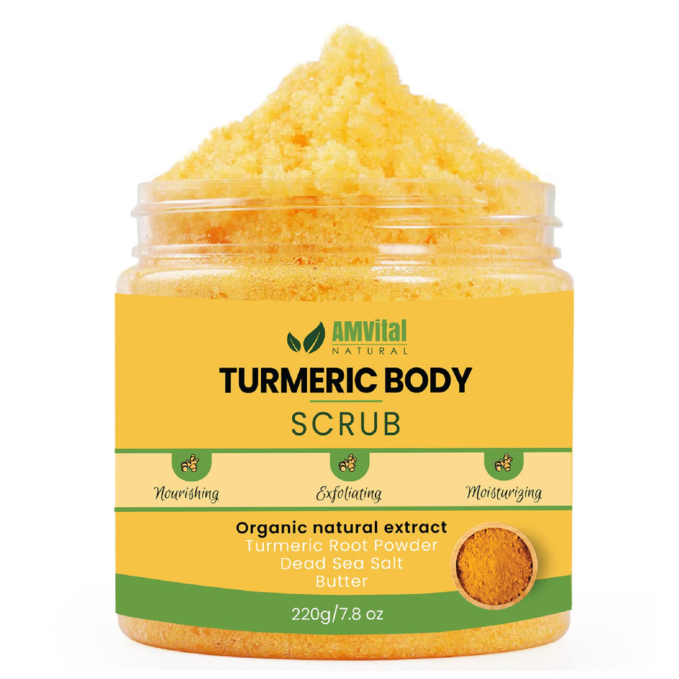 AMVital jar front view showing label and natural turmeric benefits