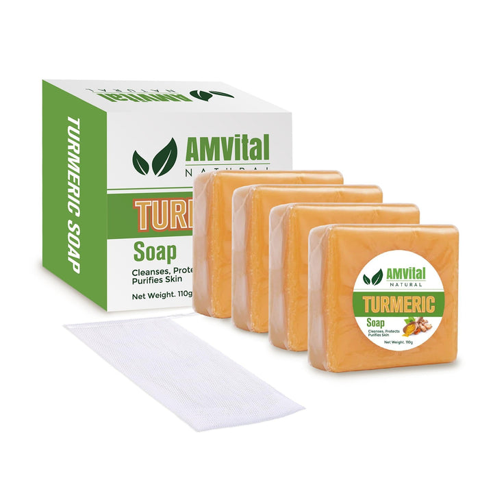AMVital soap front packaging showing brand and benefits, gentle cleansing visible