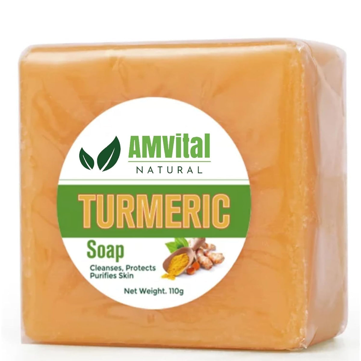 AMVital unwrapped soap bar on drainable dish showing easy storage benefit